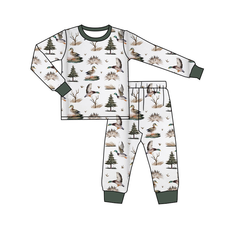 Long sleeves duck print kids boys pajamas