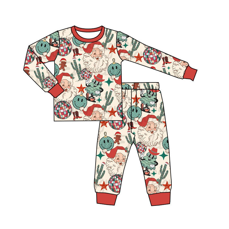 Smile santa cactus western kids Christmas pajamas