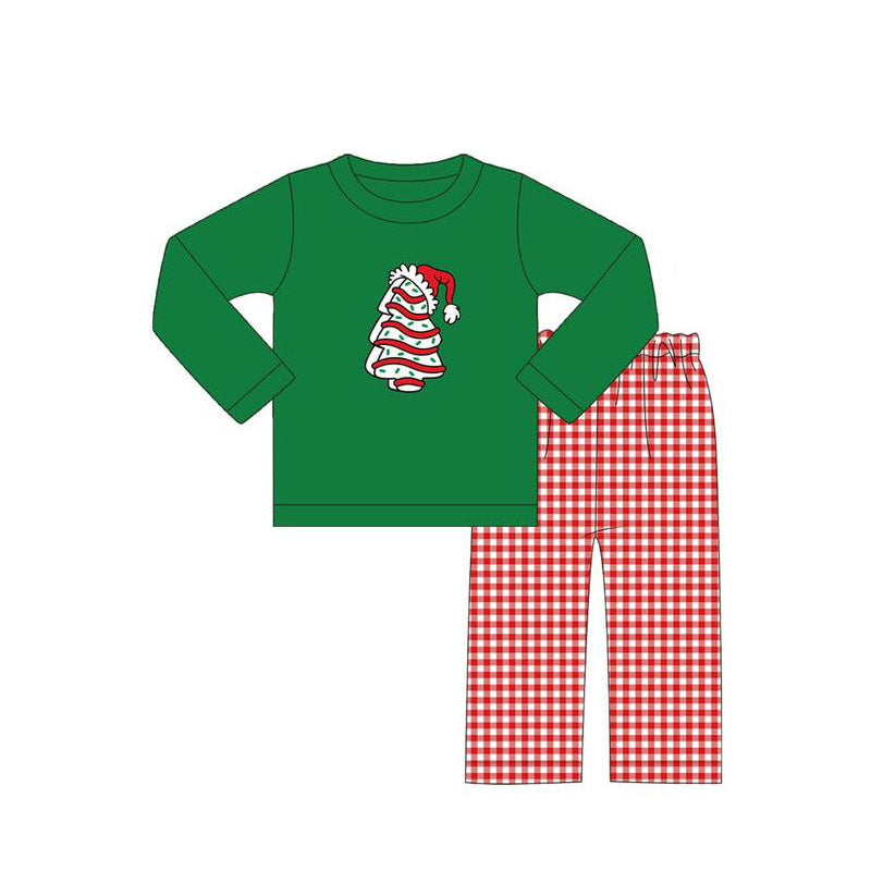 Christmas tree cake hat top pants kids boys outfits