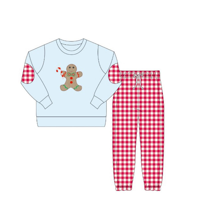 Gingerbread candy cane top plaid pants kids Christmas clothes