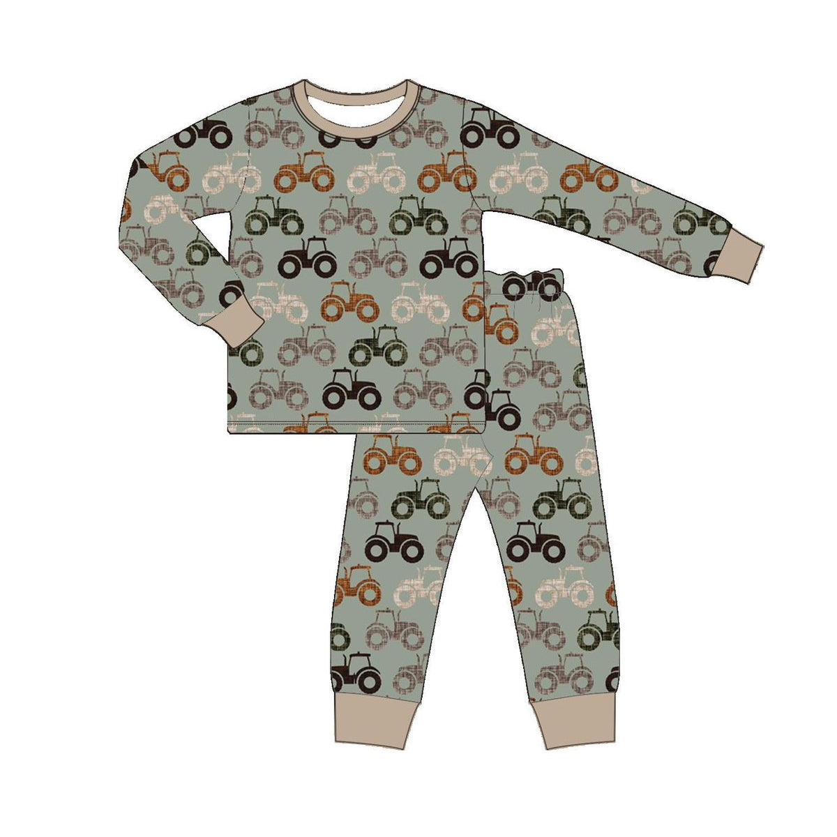 Long sleeves tractor top pants kids boys pajamas