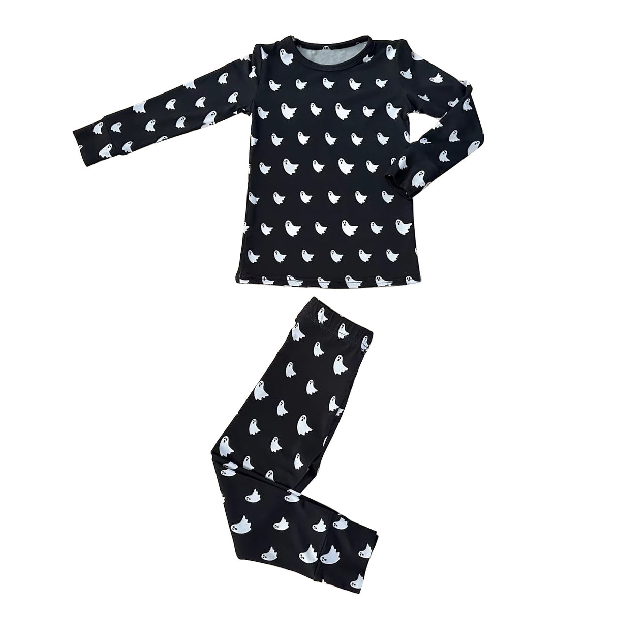 Long sleeves black ghost kids boys Halloween pajamas