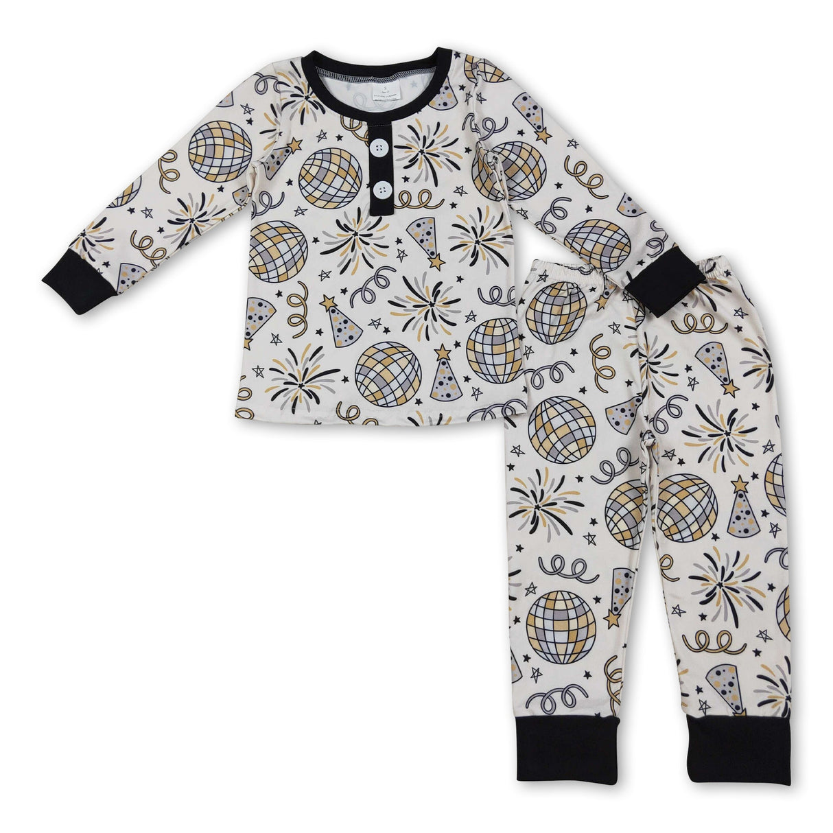 Long sleeves firework kids boys Happy New Year pajamas