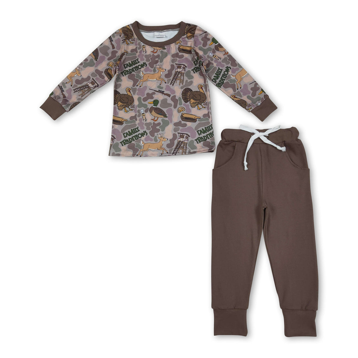 Camo deer turkey duck hunting kids boys pajamas