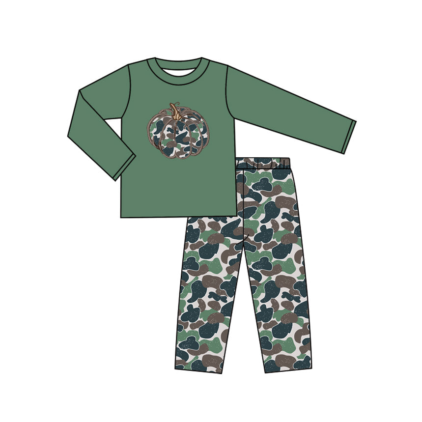 Long sleeves camo pumpkin top pants kids boys fall clothes