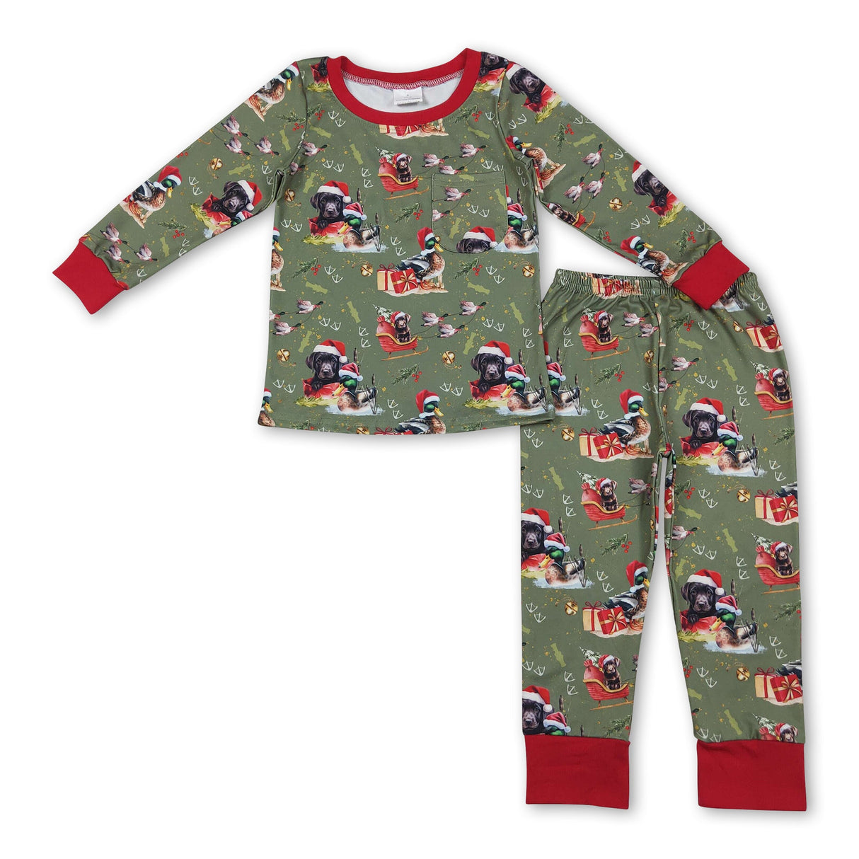 Christmas hat hunting dog duck kids boys pajamas