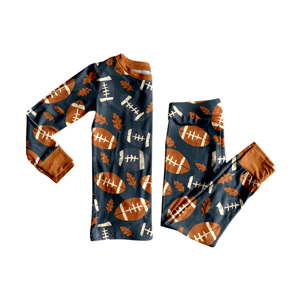 Brown long sleeves football kids boys pajamas