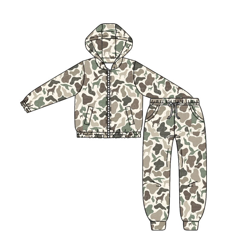 Dog duck camo hooded jacket pants boys clothes