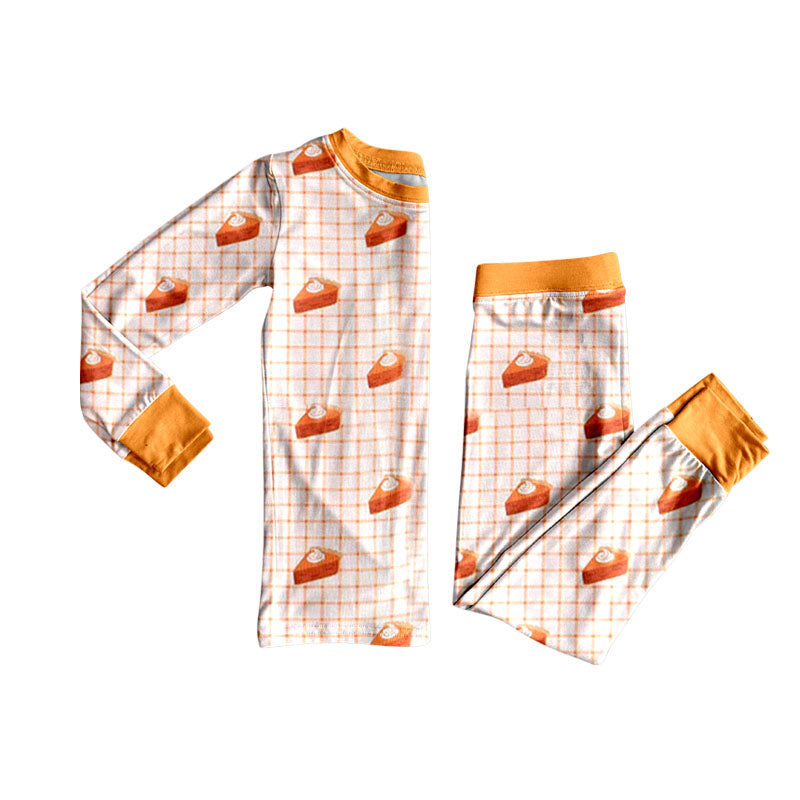 Pliad pumpkin pie top pants kids Thanksgiving pajamas