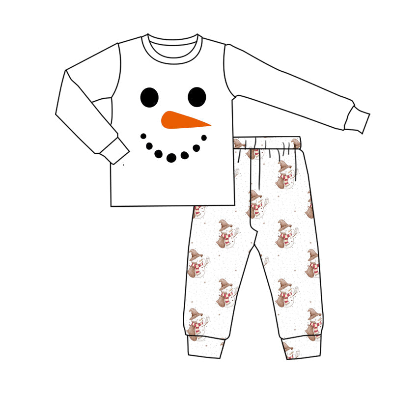White long sleeves snowman adult men pajamas