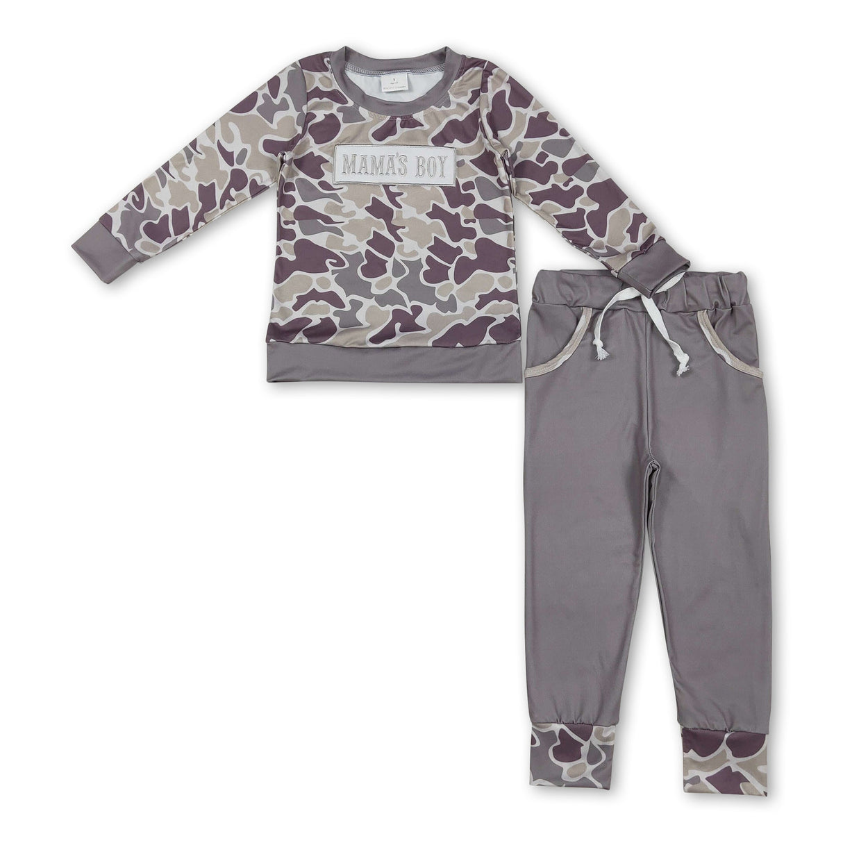 Mama's boy camo top pocket pants children outfits