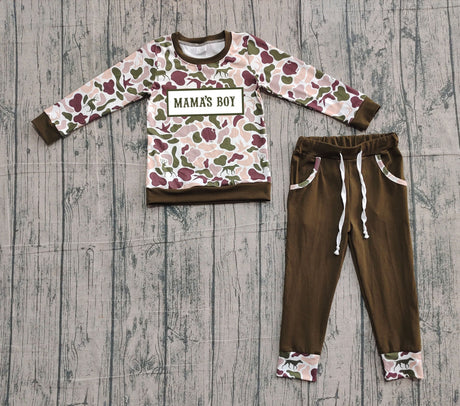Mama's boy duck dog deer camo top pants children outfits