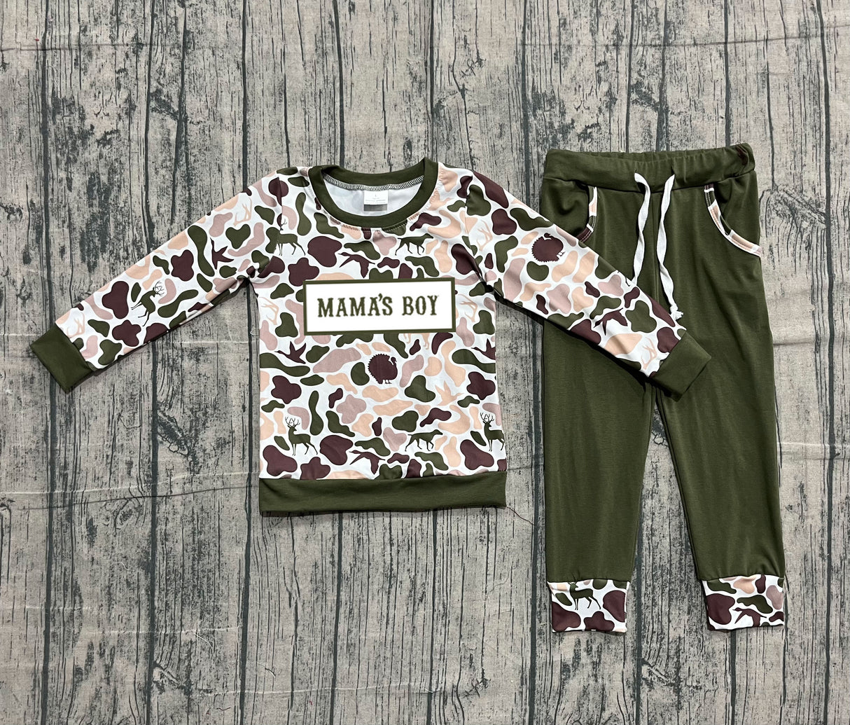 Mama's boy duck dog deer camo top pants children outfits