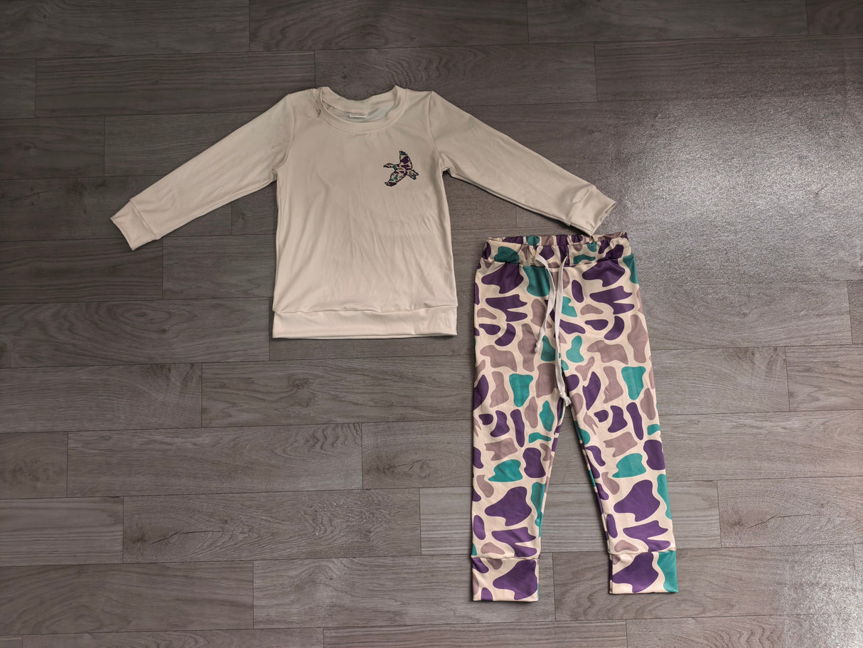 Long sleeves duck top camo pants kids boys outfits