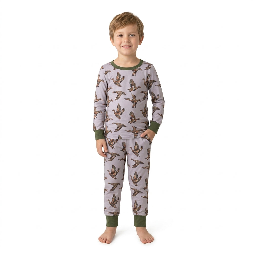 Long sleeves camo duck hunting kids boys pajamas