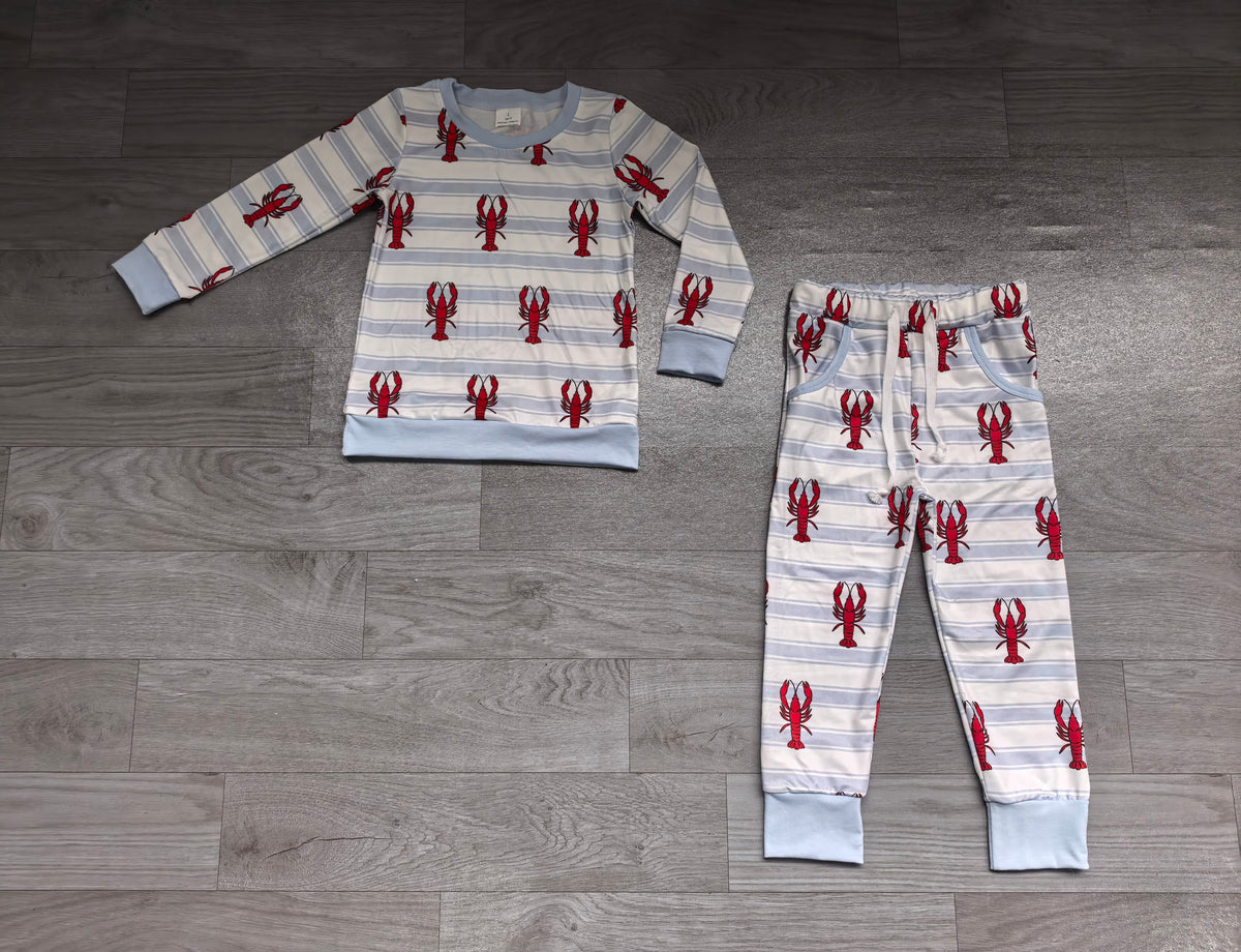 Light blue stripe crawfish top pants boys outfits