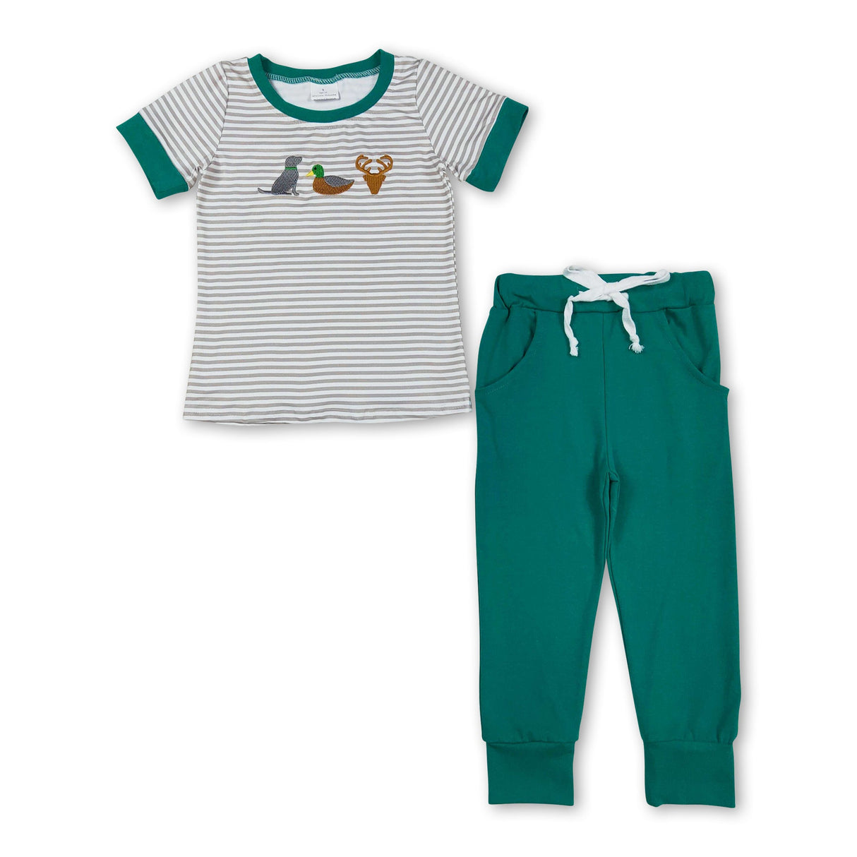 Dog duck deer stripe top pants boy hunting clothes