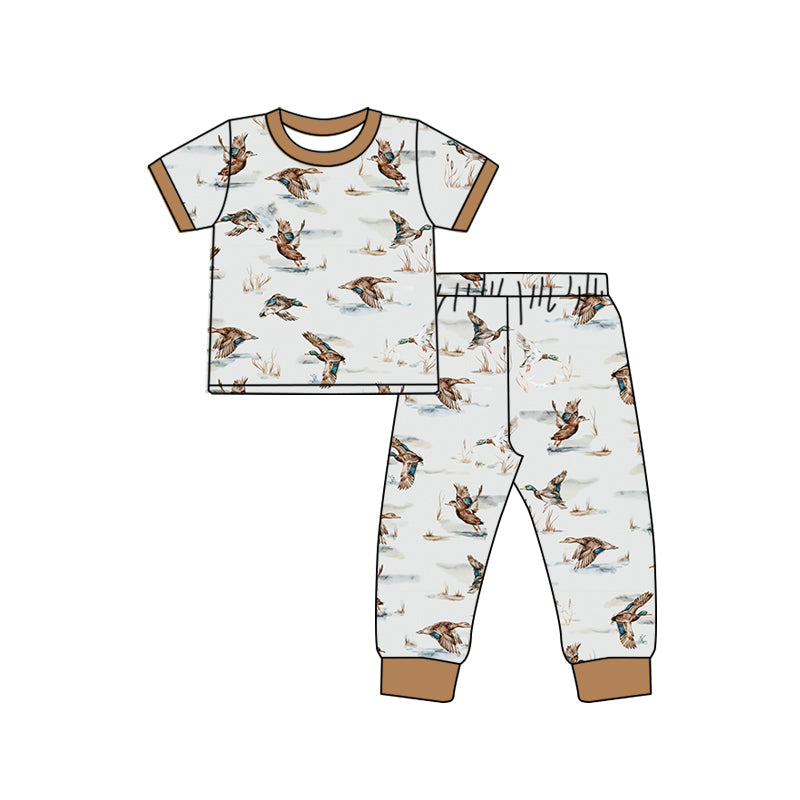 Khaki short sleeves duck kids boys pajamas