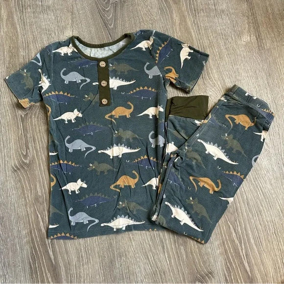Short sleeves dinosaur kids boys pajamas