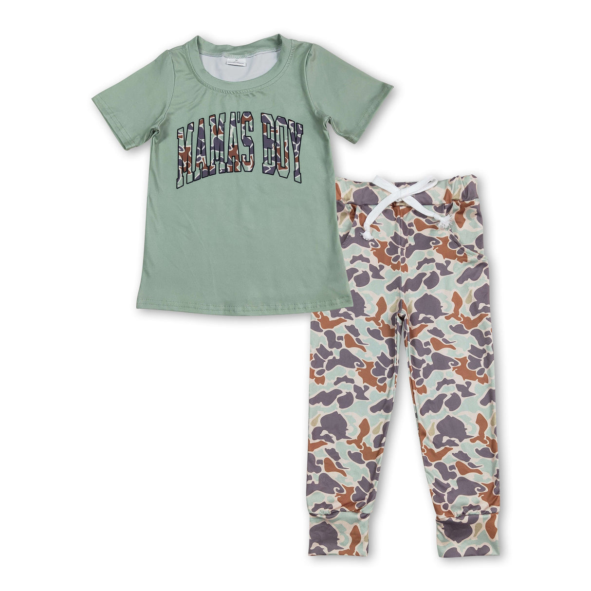 Short sleeves mint mama's boy top camo kids outfits