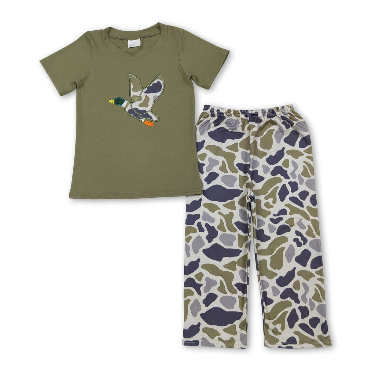 Short sleeves camo duck top pants boys clothes