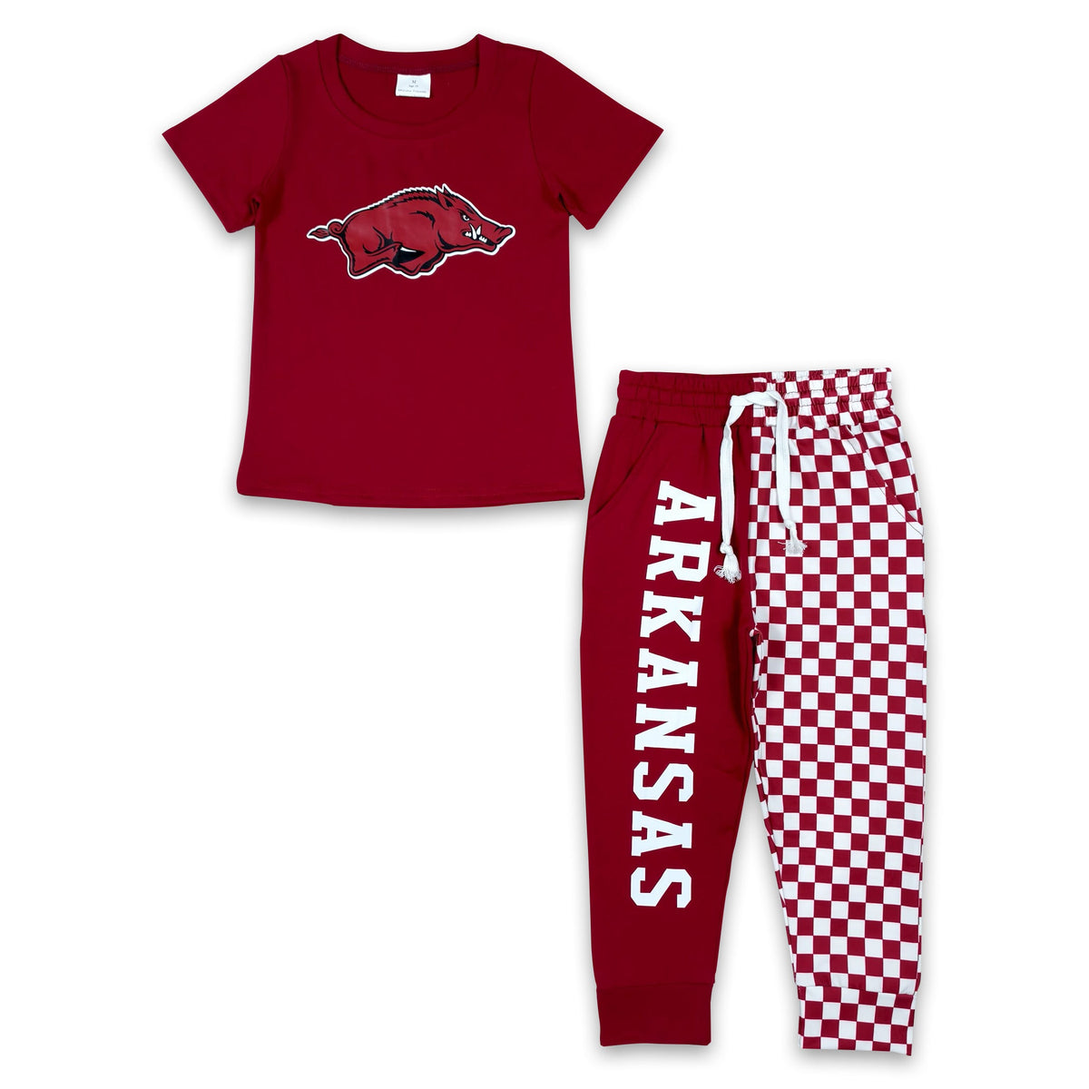 Short sleeves hog top plaid pants kids boys team outfits