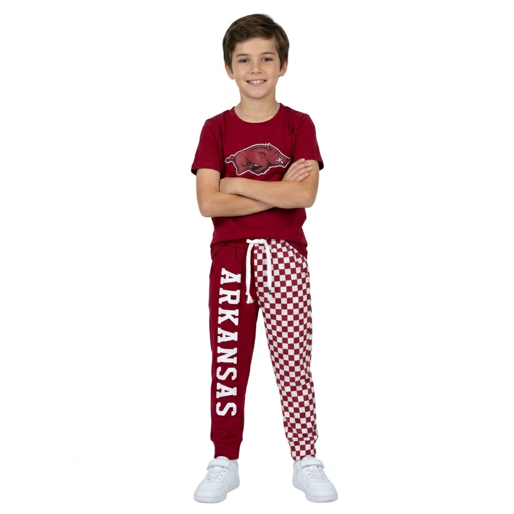 Short sleeves hog top plaid pants kids boys team outfits