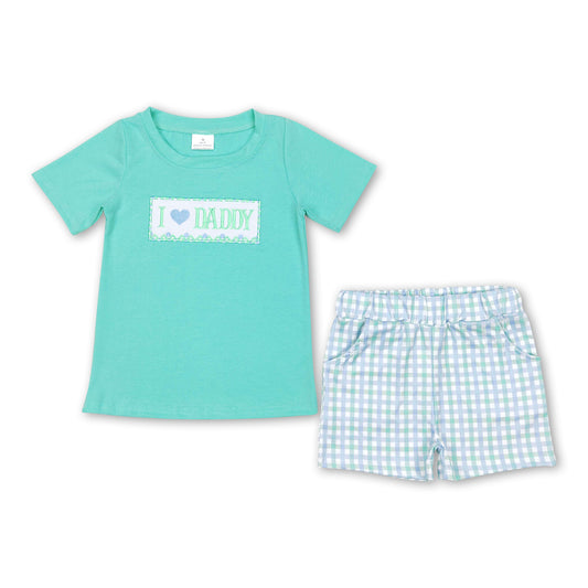 I love daddy top plaid shorts father's day boys outfits