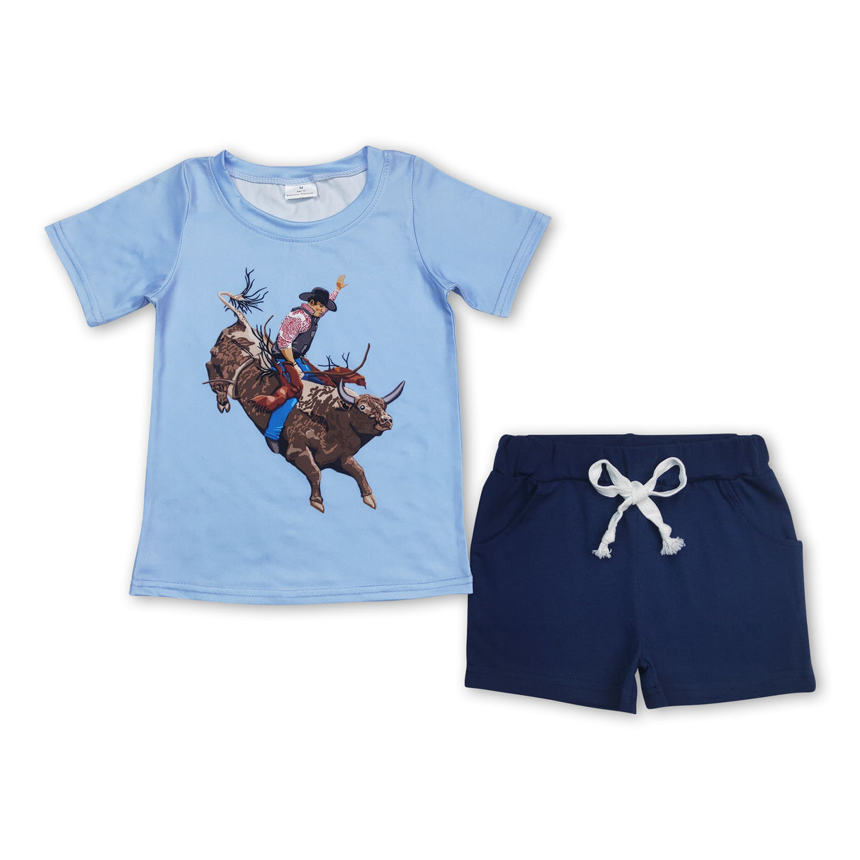 Short sleeves rodeo top navy shorts boy clothing