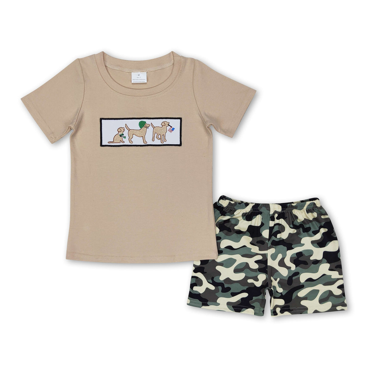 Dogs flag top camo shorts boys 4th of july outfits