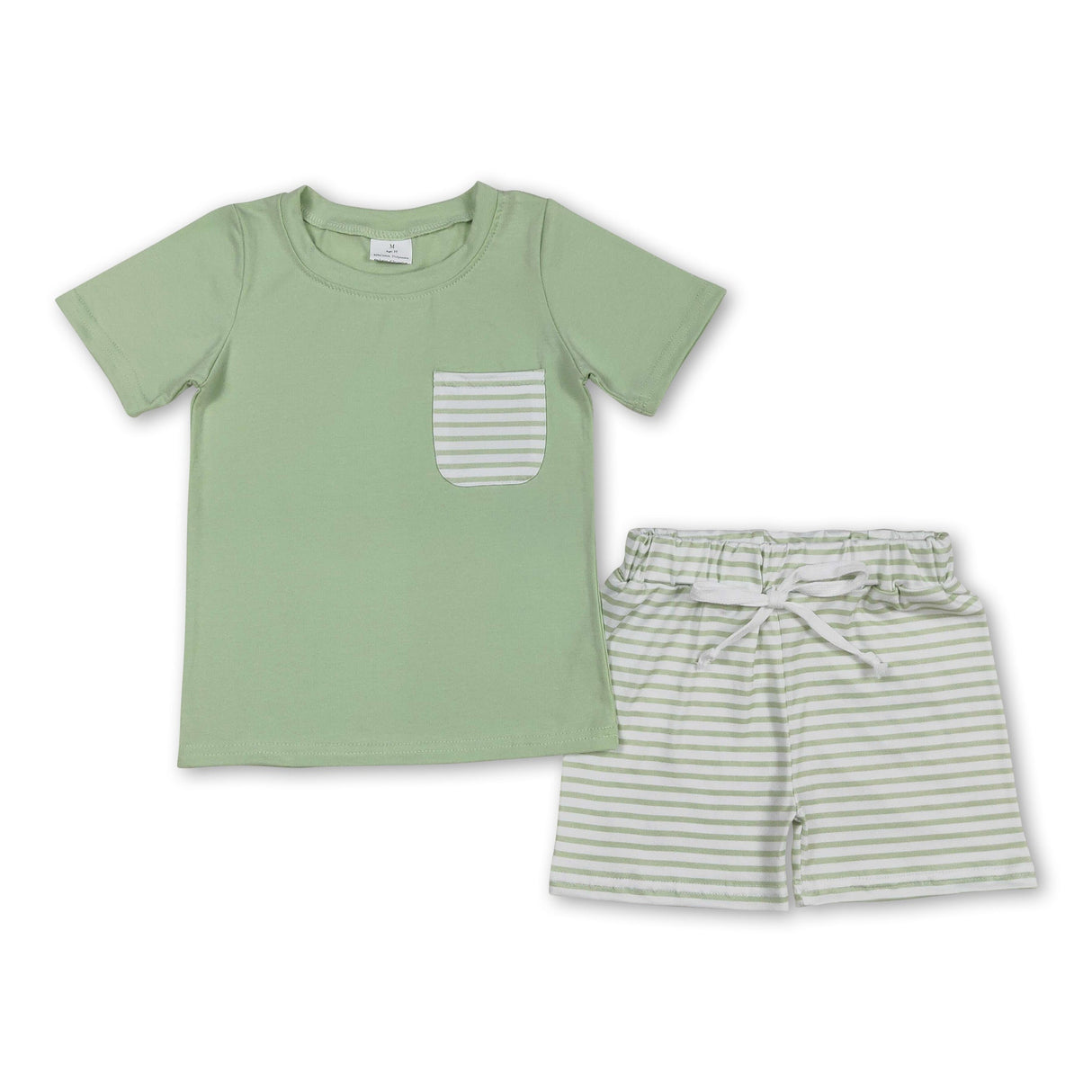 Short sleeves stripe pocket top shorts boys summer outfits