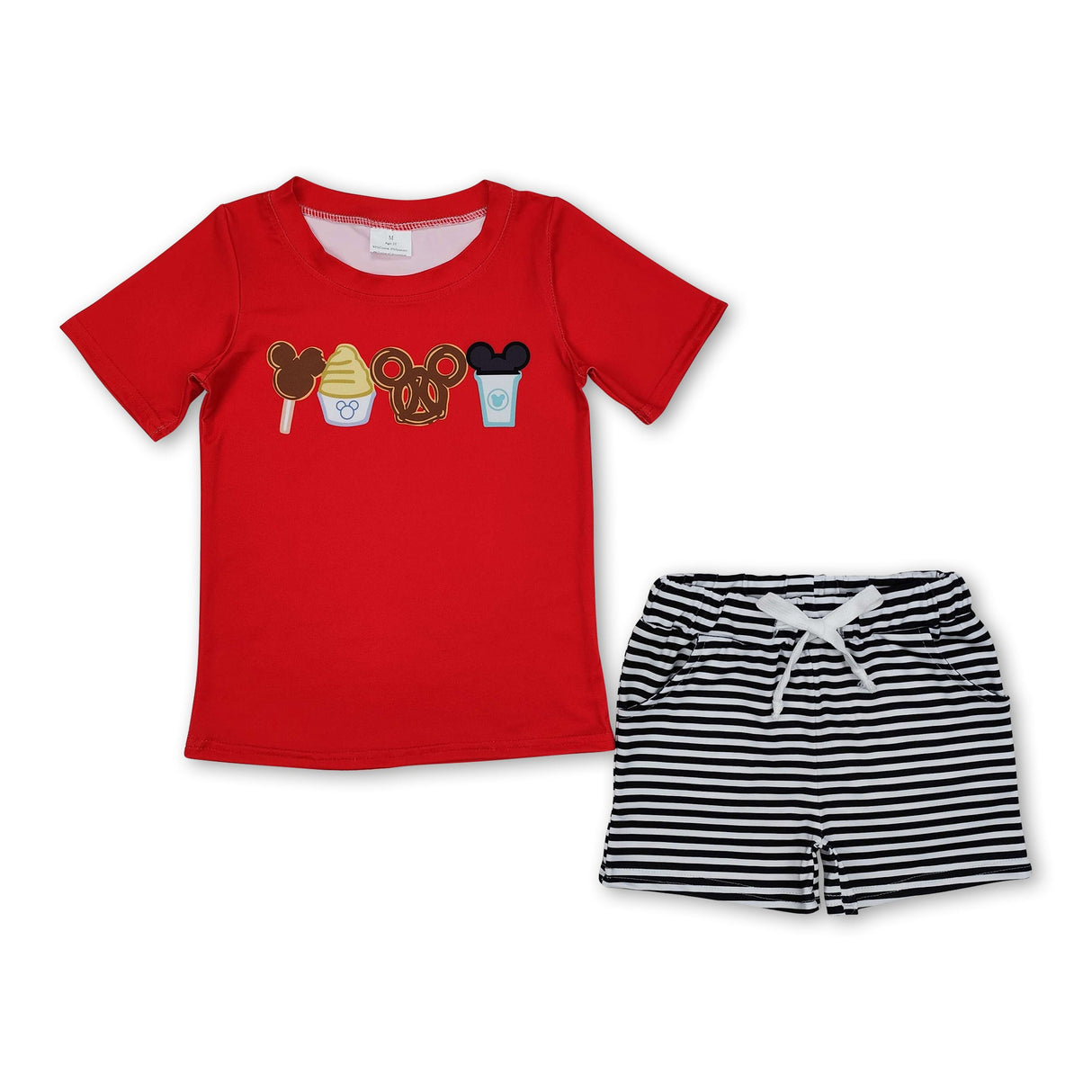 Red cake mouse cookie snacks top stripe boys clothes