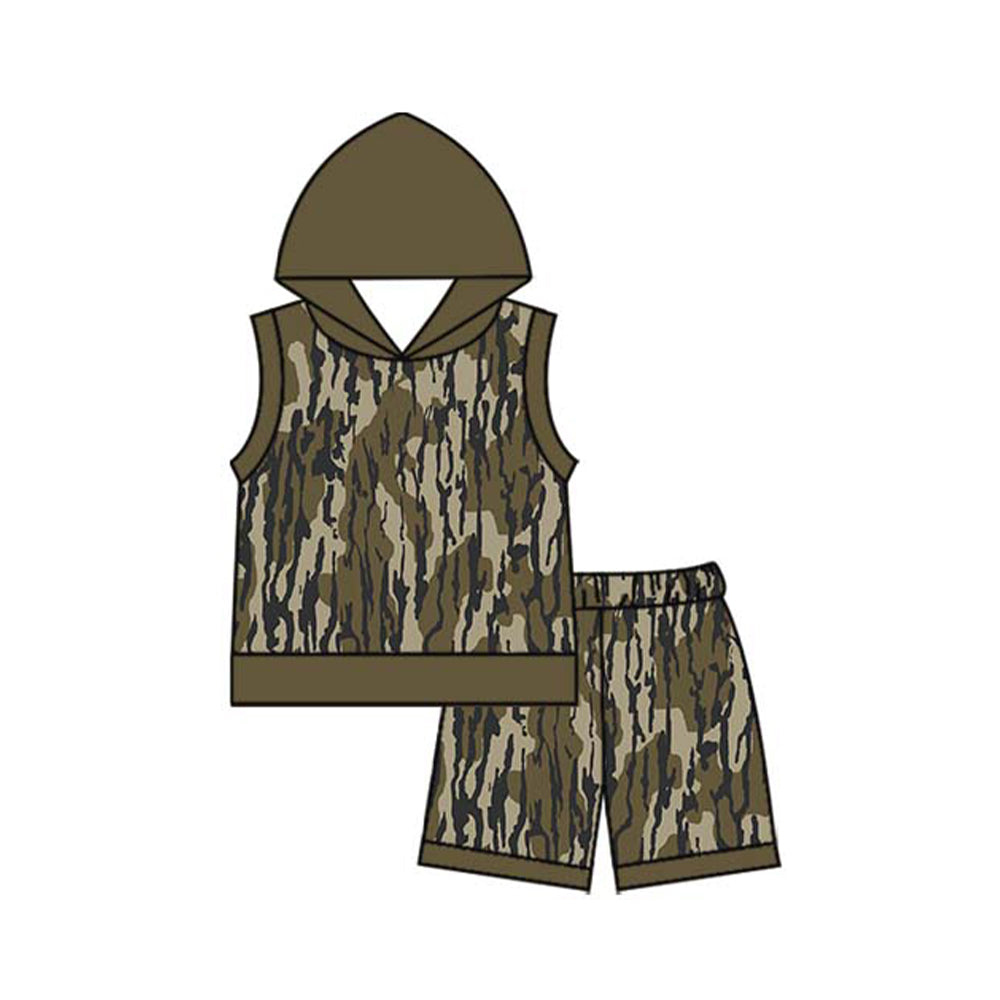 Sleeveless hoodie shorts kids boys clothing
