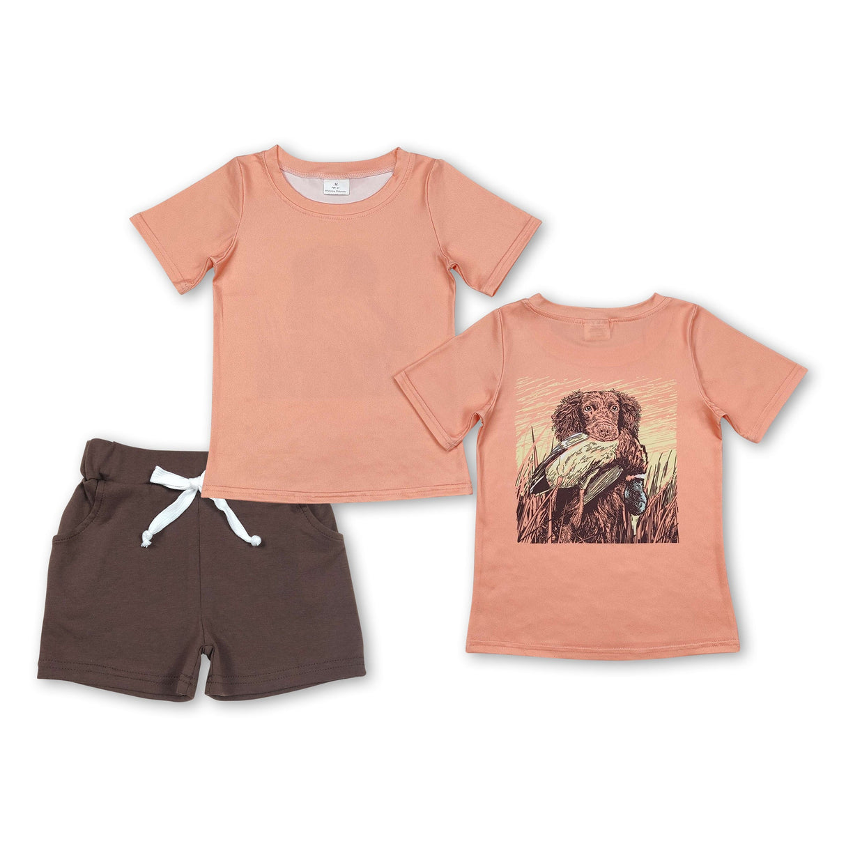Short sleeves dog top brown shorts boys clothes