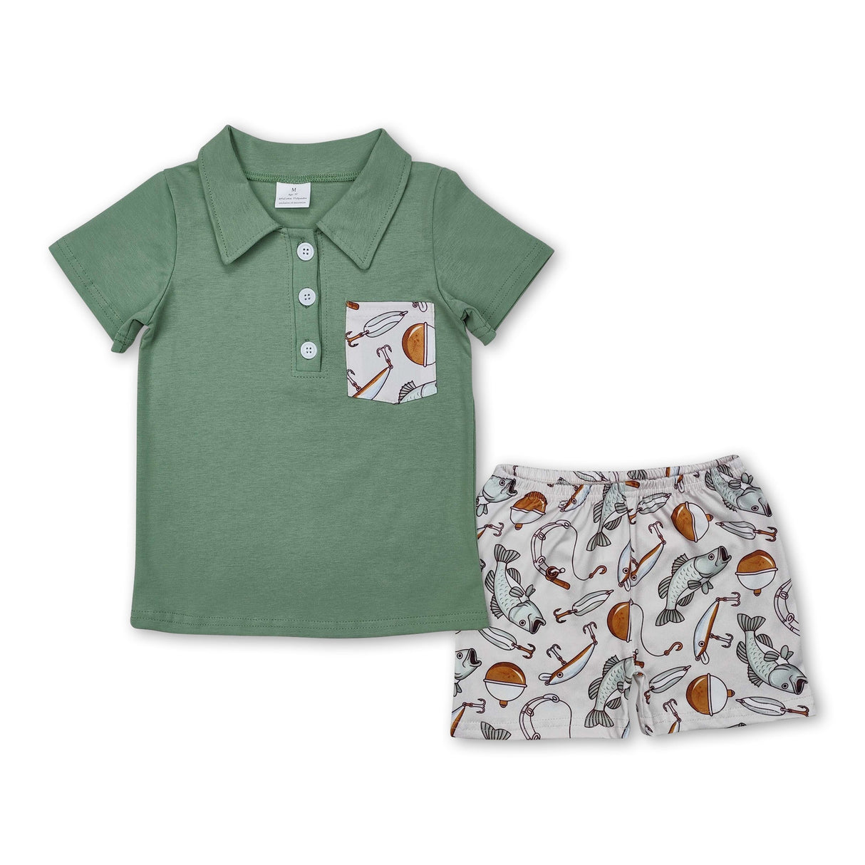 Short sleeves pocket top fishing shorts boys clothes