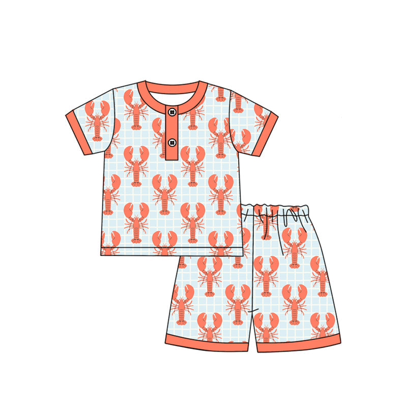 Short sleeves crawfish top shorts kids boys pajamas