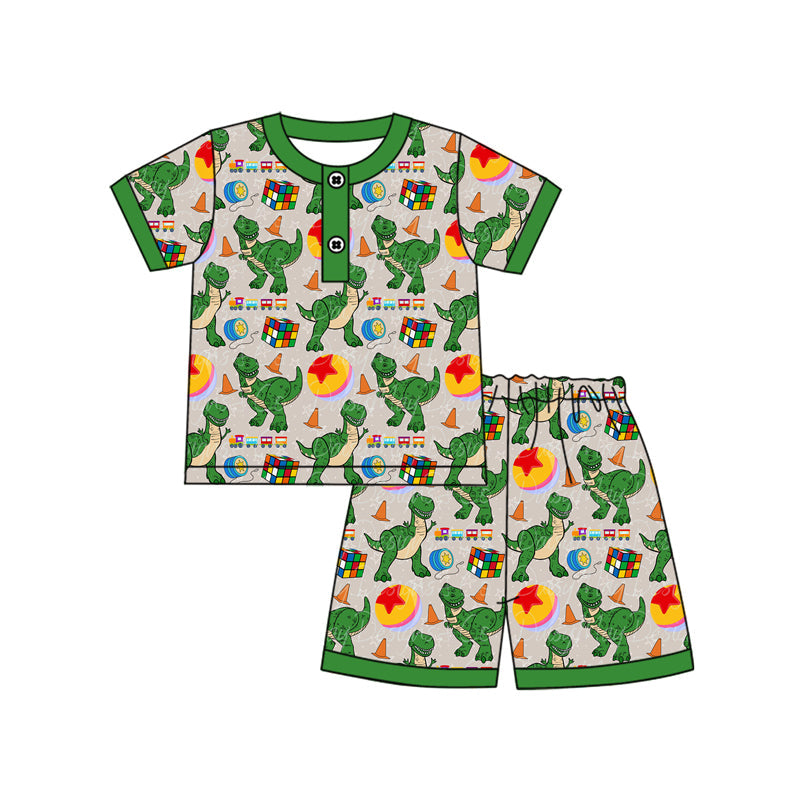Short sleeves dinosaur top shorts kids boys pajamas