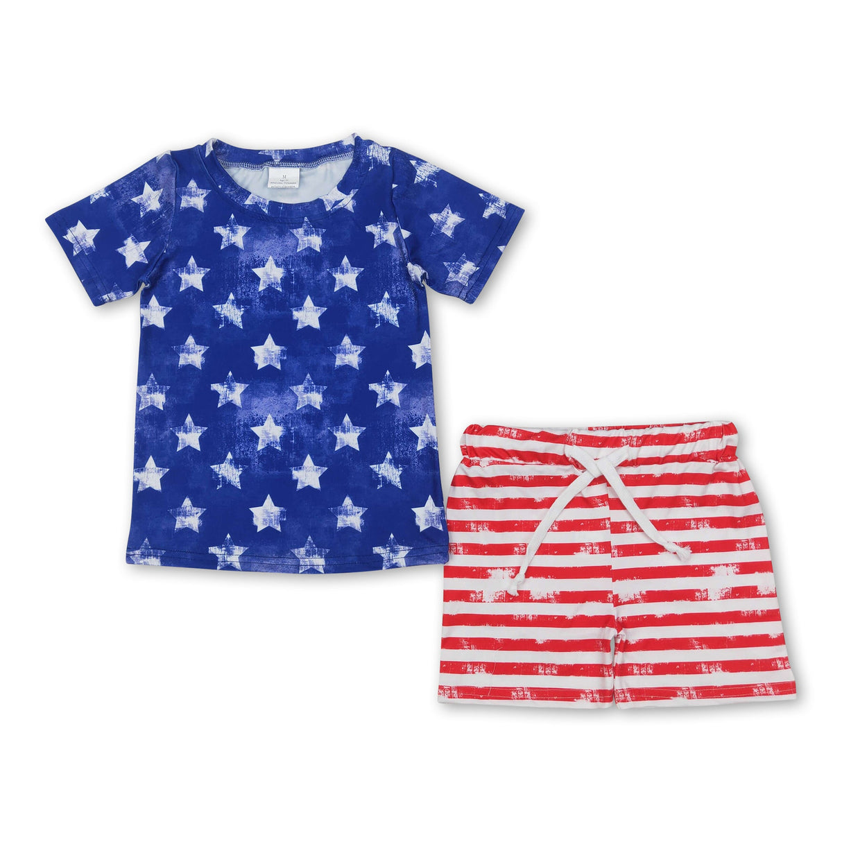 Blue stars top stripe shorts boys 4th of july outfits
