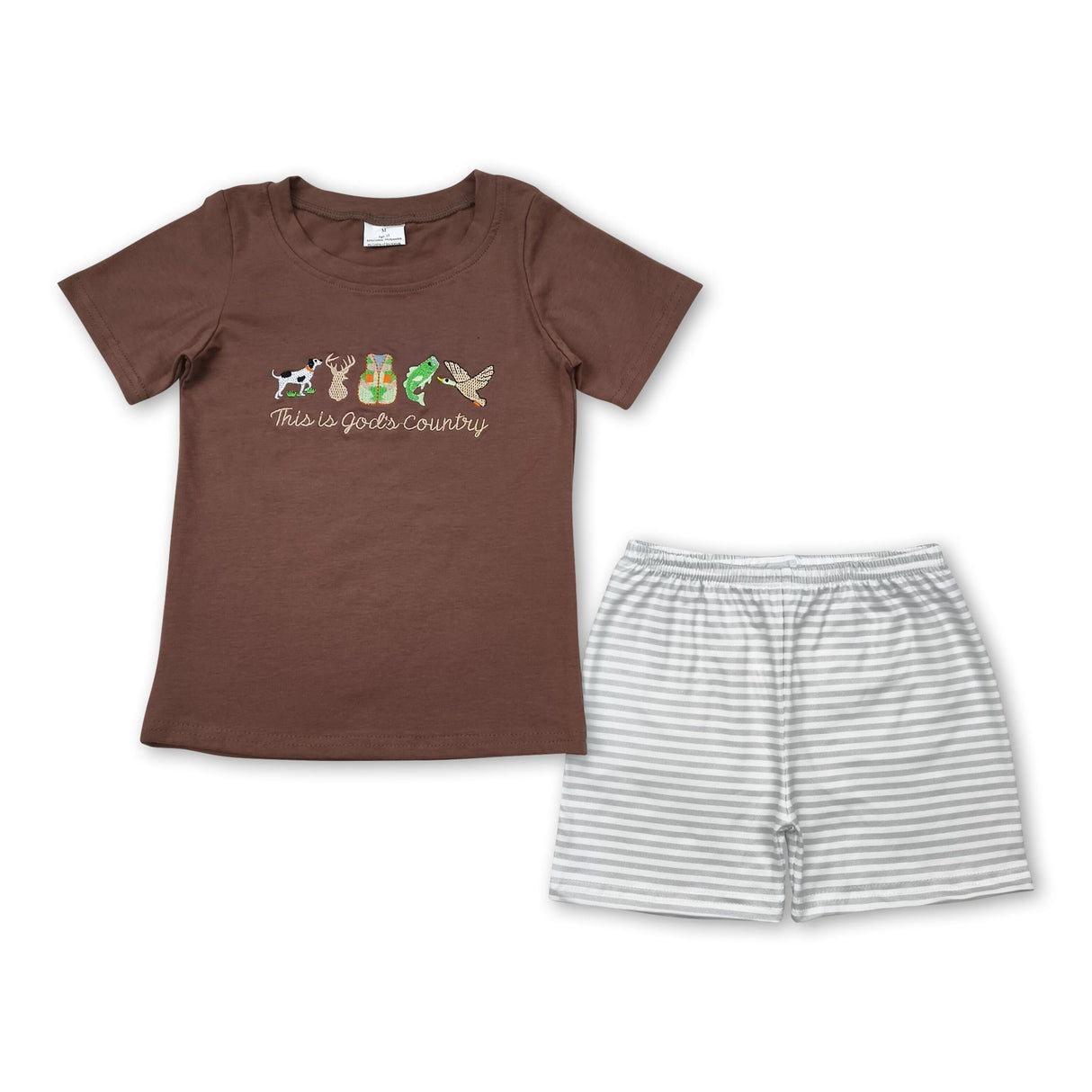 This is god's country hunting top stripe shorts boys clothes