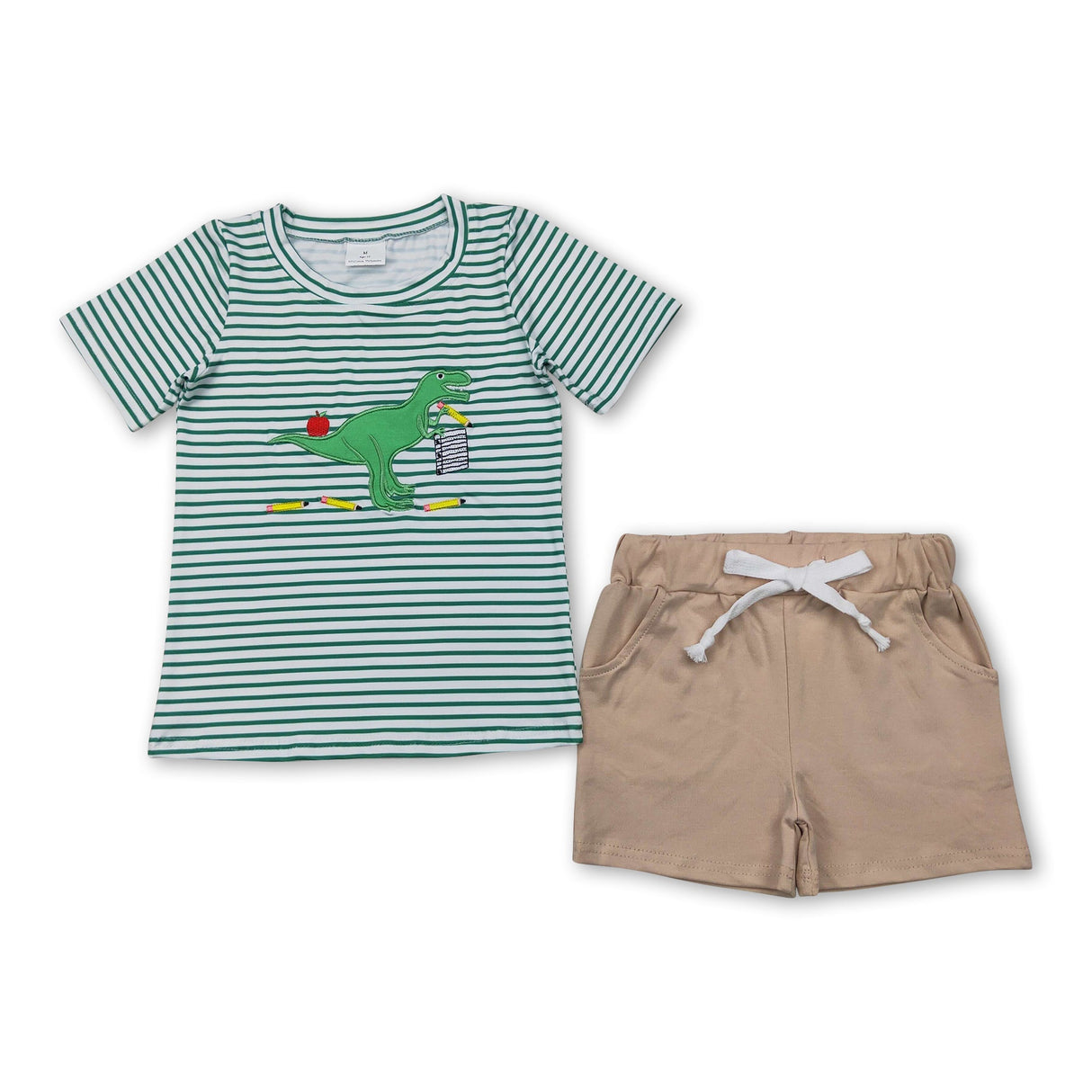 Dinosaur apple book top shorts boys back to school set