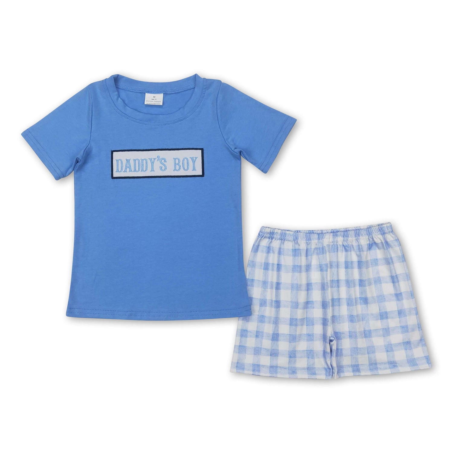 Light blue daddy's boy plaid shorts boys clothing