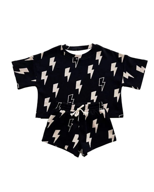 Black short sleeves thunder kids boys summer clothes