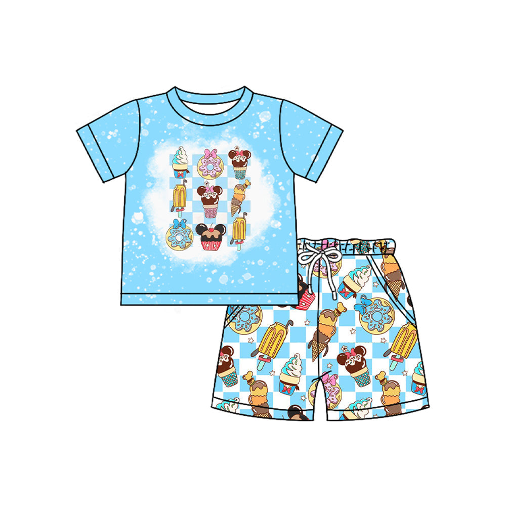 Short sleeves mouse snack donut kids boys summer outfits