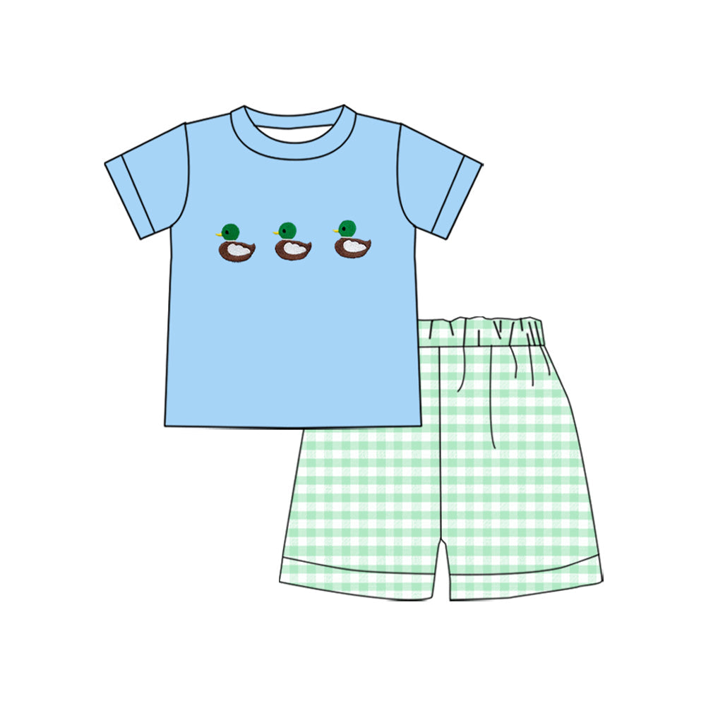 blue duck print kids boys summer clothes