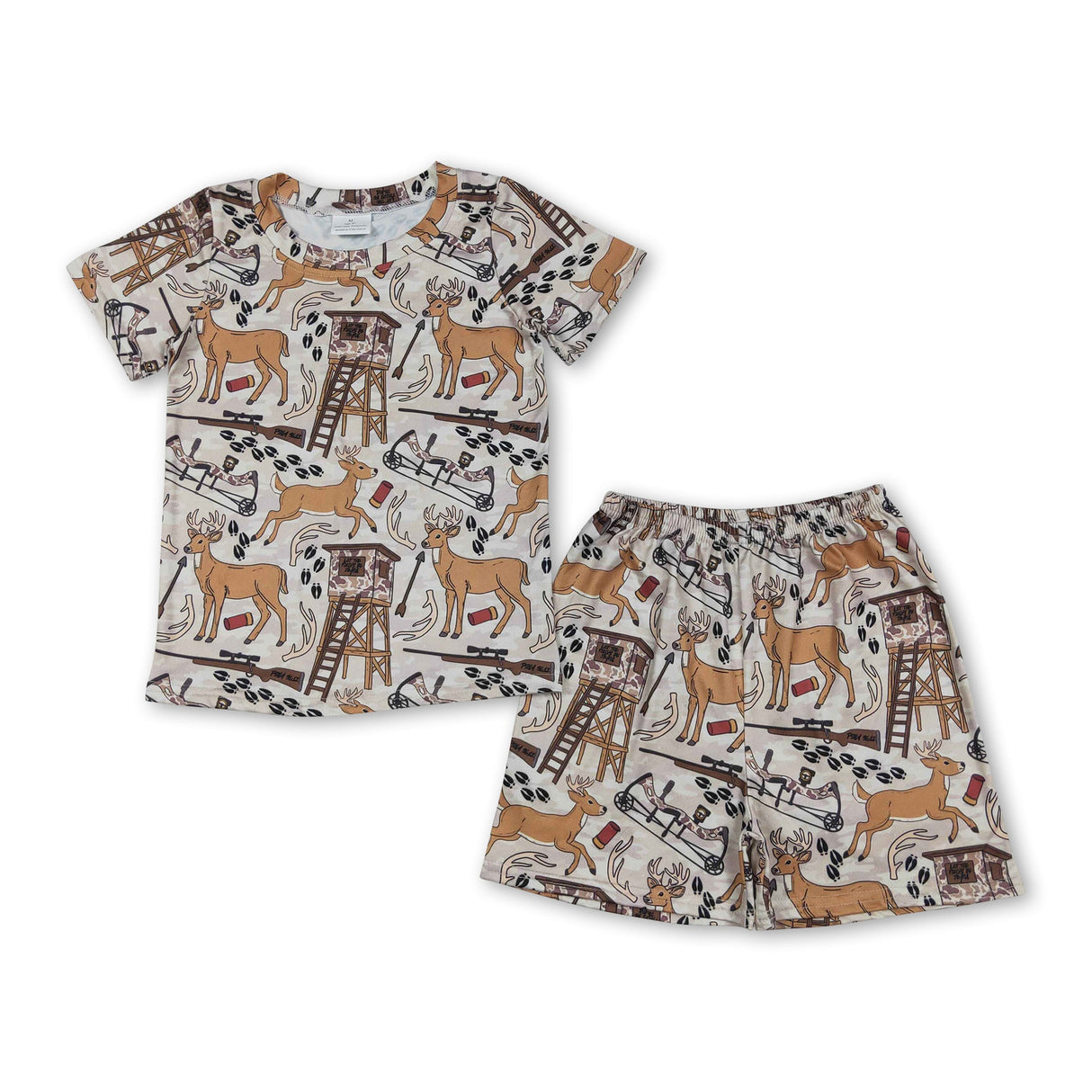 Short sleeves deer print kids boys summer clothes
