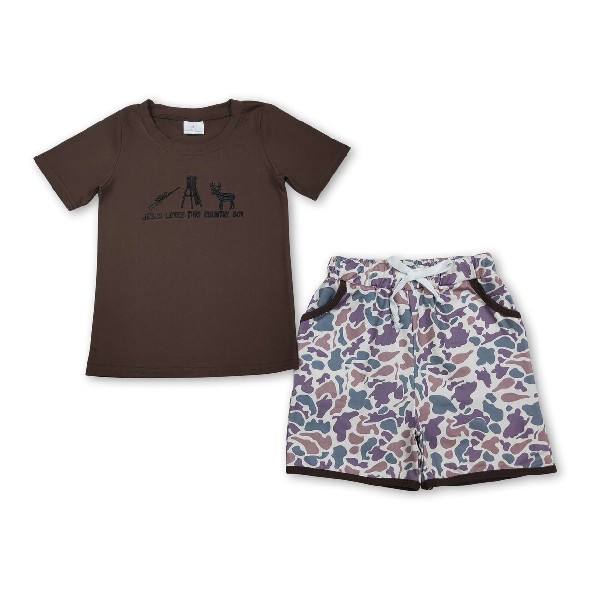 Jesus love this country boy top camo shorts kids outfits