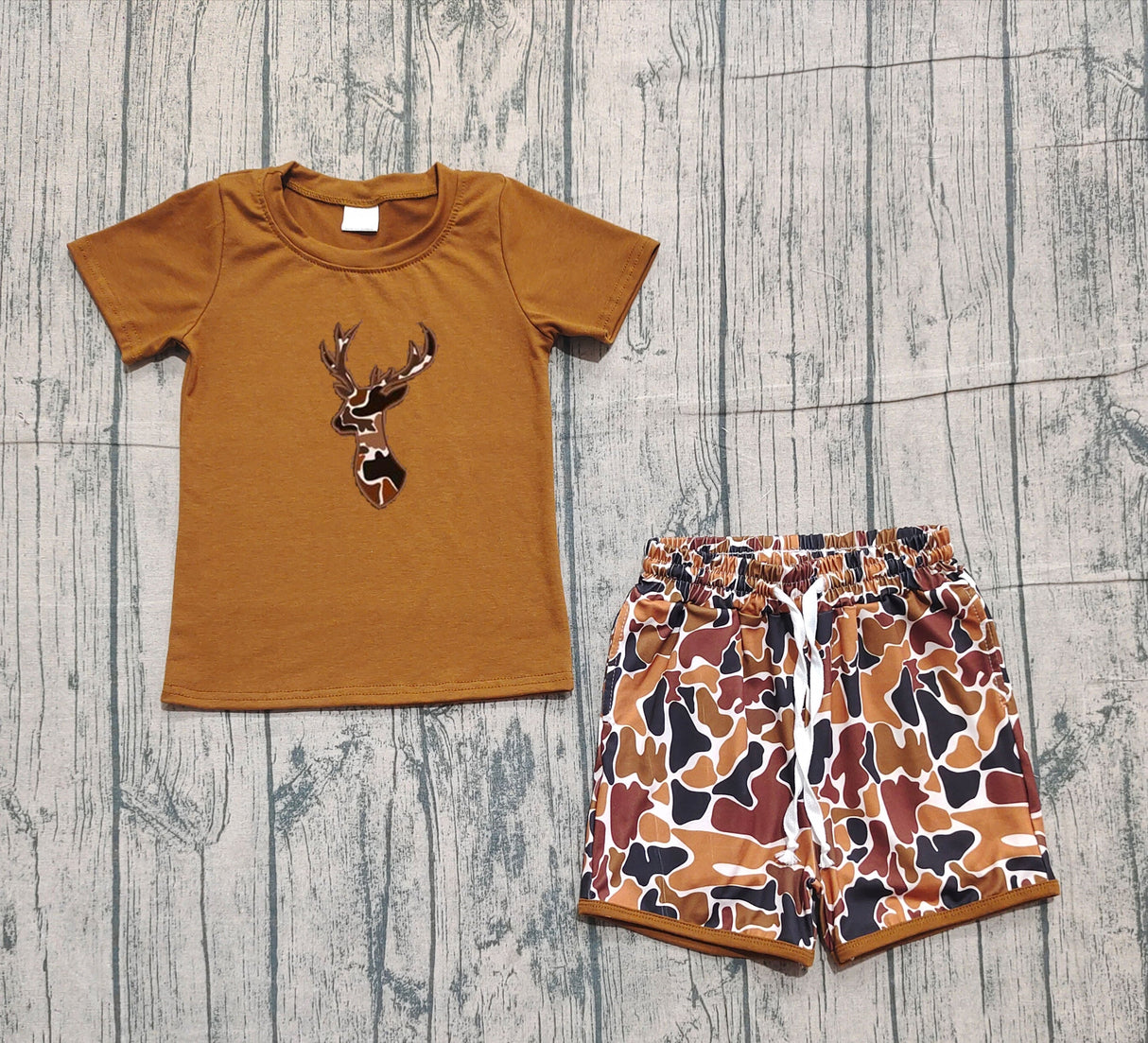 Short sleeves deer top camo shorts toddler boys outfits
