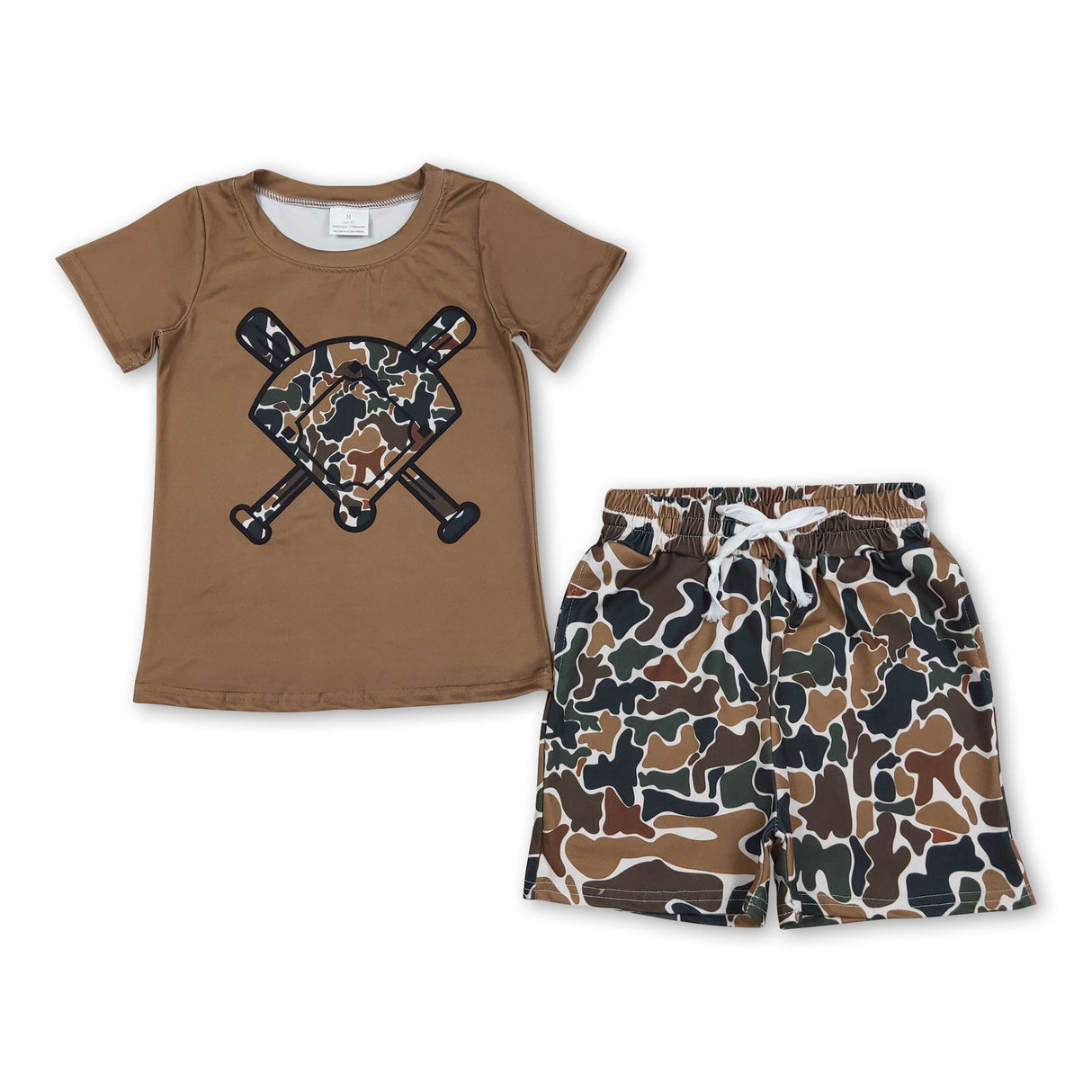 Short sleeves brown camo golf top shorts toddler boys outfits