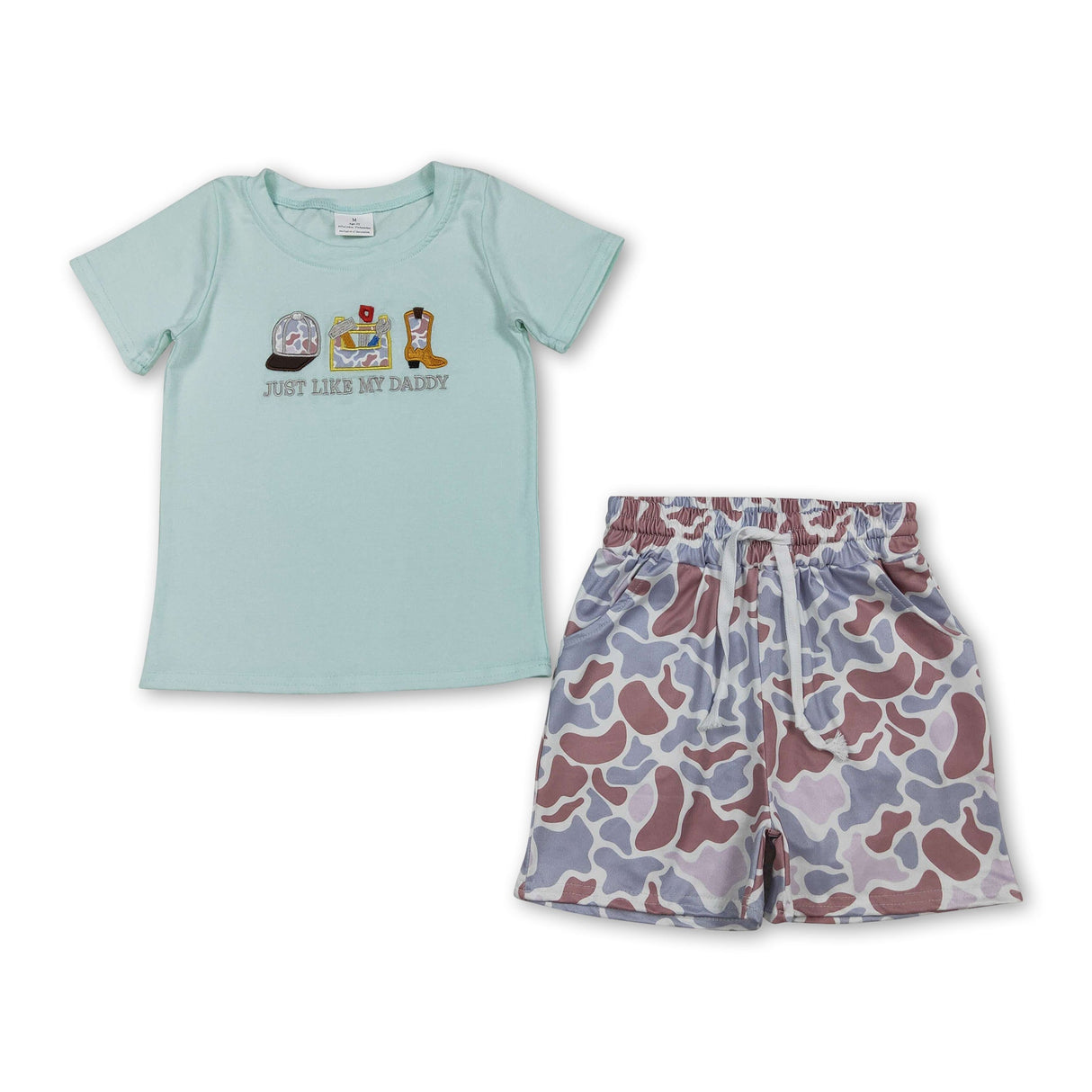 Just like my daddy embroidery camo kids boys outfits