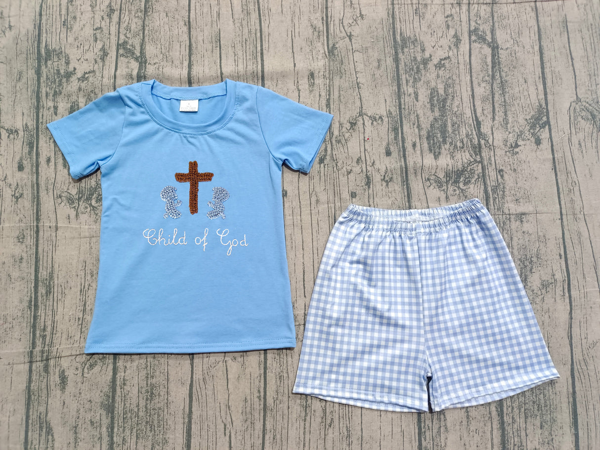 Child of god cross embroidery kids boys Easter outfits